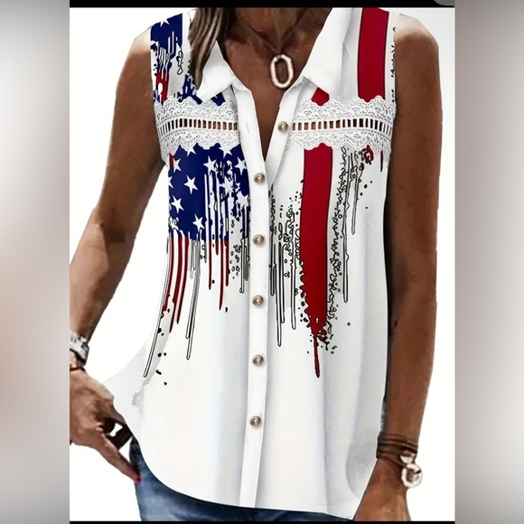 Flag American sleeveless Print Shirt new - Picture 3 of 3